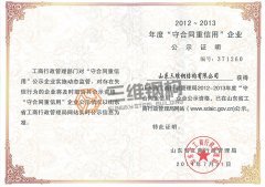 山東三維鋼結(jié)構(gòu)公司獲得省級(jí)“守合同重信用”公示資格
