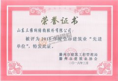 熱烈祝賀三維鋼構公司榮獲“先進單位”稱號！